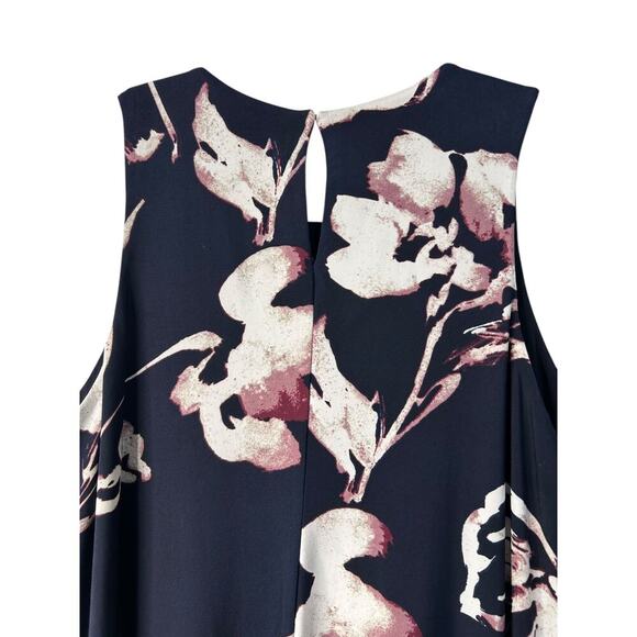 Lauren Ralph Lauren Floral Print Shift Dress Size 16 Navy Sleeveless Liquid Knit - Picture 4 of 11